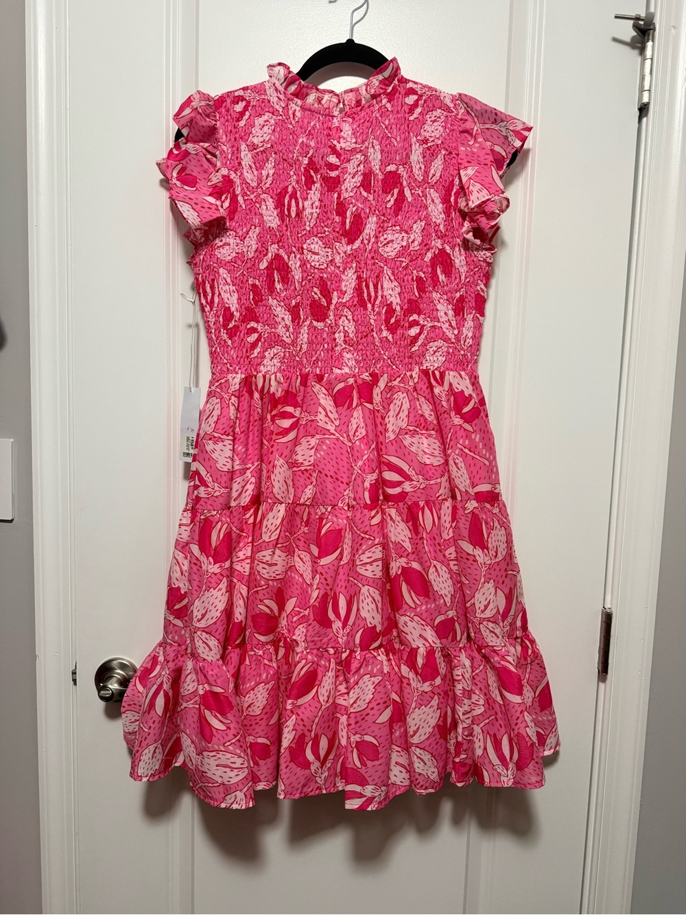 Pink Floral Ruffle Short-Sleeve Dress - Picture 4 of 5